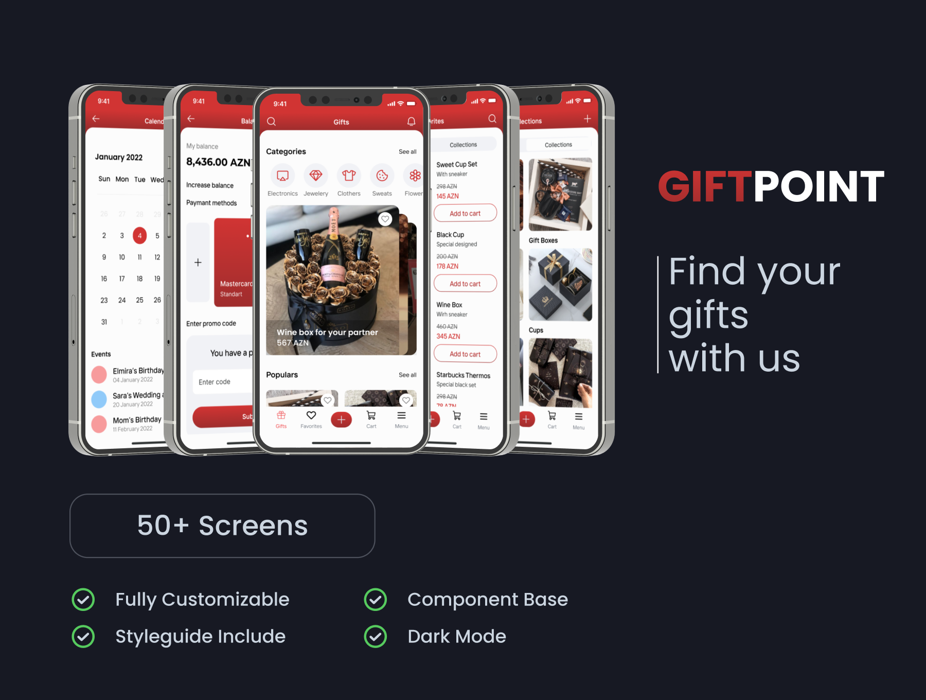 Gift Point应用UI工具包 Gift Point App UI Kit figma格式-UI/UX-到位啦UI